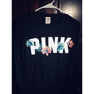 Black PINK Long Sleeve Embroidered Flower Shirt S